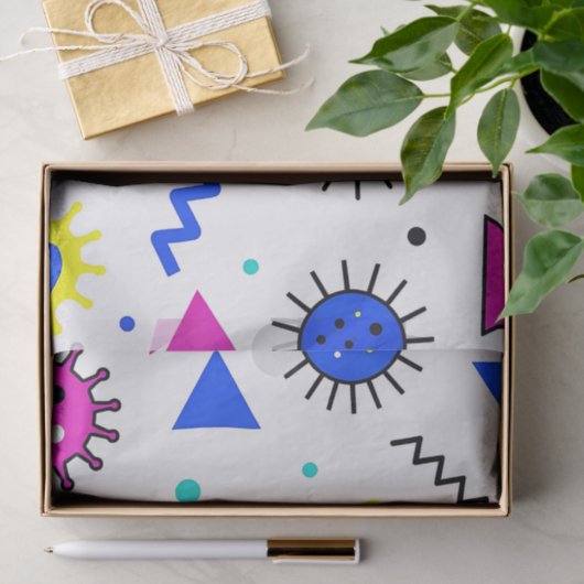 Memphis Style Retro Virus Pattern Neon 薄葉紙 (ギフト)