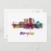 Memphis V2 skyline in watercolor ポストカード (正面/裏面)