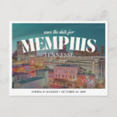 Memphis Wedding Save the Date Retro Skyline ポストカード (正面)