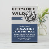 Men 28th birthday invitations Tiger Let's Get Wild 招待状 (スタンド正面)