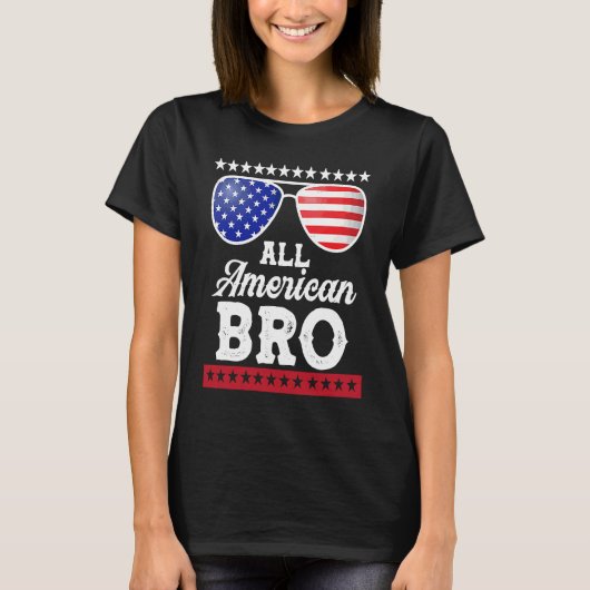 Men All American Bro 4th of 7月ファミリーマッチングS Tシャツ (正面)