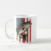 Men American Flag Fishing Patriotic Largemouth B F コーヒーマグカップ (左)