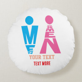 Men and Women Typography Icon Design ラウンドクッション