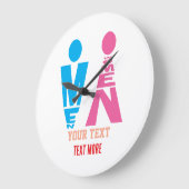 Men and Women Typography Icon Design – Bold Pink & ラージ壁時計 (傾斜)