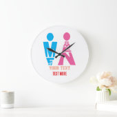 Men and Women Typography Icon Design – Bold Pink & ラージ壁時計 (ホーム)