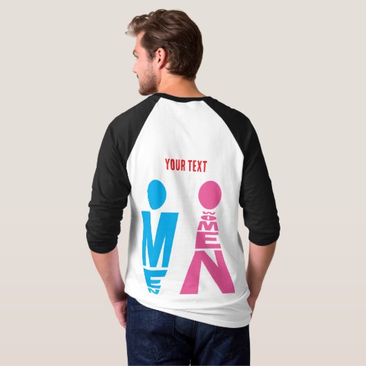Men and Women Typography Icon Design – Bold Pink & Tシャツ (裏面フル)