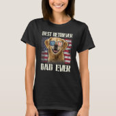 Men Best Retriever Sunglasses Dad Ever American Fl Tシャツ (正面)