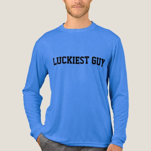 Men Blue "ラッキーガイ" トライブレンドTシャツ (正面)
