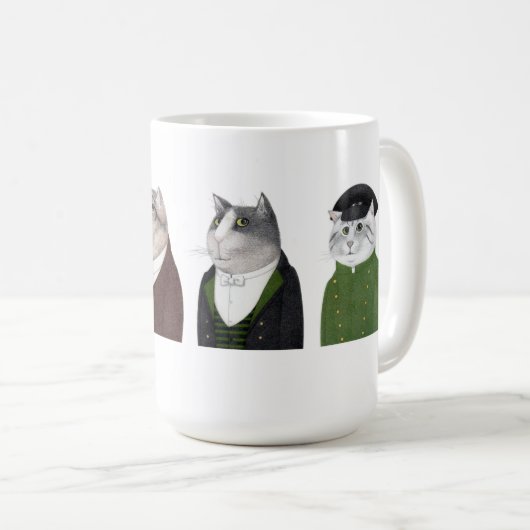 MEN CATS 背の高い白いマグカップ コーヒーマグカップ (正面右)