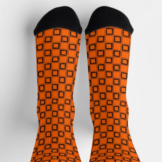 Men crew socks, Orange Black classic design ソックス (上部)