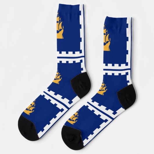 Men crew socks with flag of Quebec City ソックス (左)