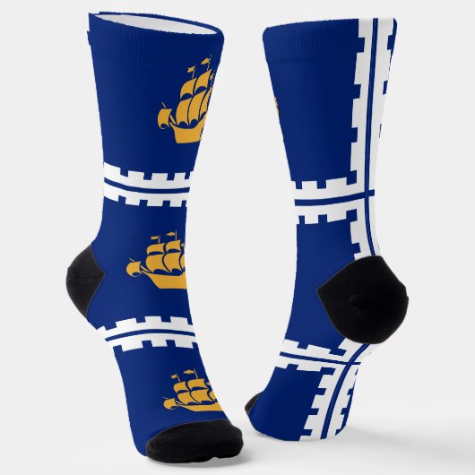 Men crew socks with flag of Quebec City ソックス (傾斜あり)
