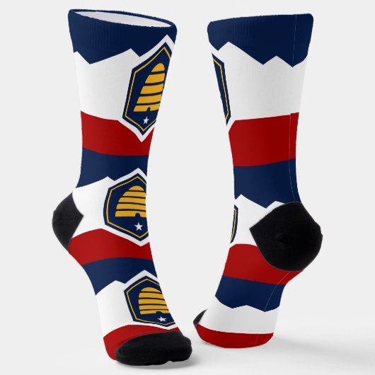 Men crew socks with flag of Utah State, USA ソックス (傾斜あり)
