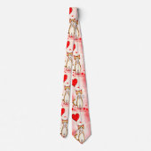 Men Designer Ties Cat Red Hearts ネクタイ (裏面)