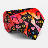 Men Designer Ties Cat Red Hearts ネクタイ (ロール)