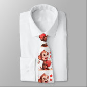 Men Designer Ties Monkey Red Hearts ネクタイ (タイ)