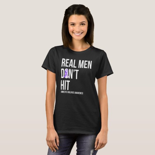 Men Don't Hit  Domestic Violence Awareness Ribbon Tシャツ (正面フル)