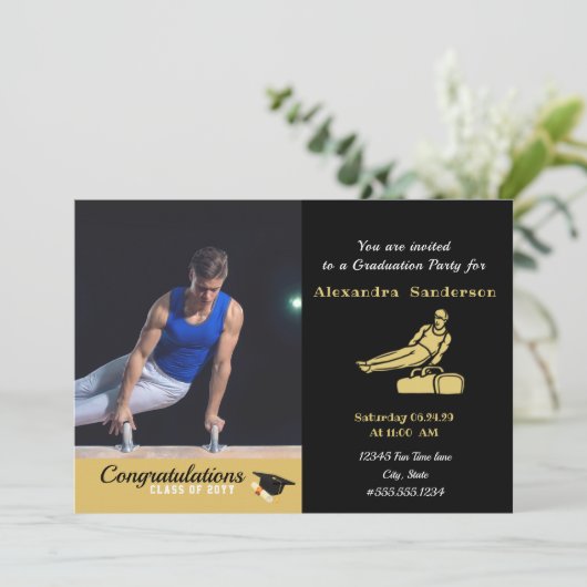 Men Gymnast写真モダン2022の卒業クラス 招待状 (スタンド正面)