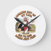 Men Jesus Coming Out of My Cave ラウンド壁時計 (正面)