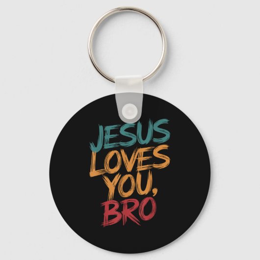 Men Jesus Love You Bro Christian Boy God Son Broth キーホルダー (正面)