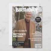 Men Magazine Navy blue Photo 98th birthday 招待状 (正面)