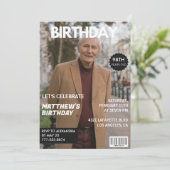 Men Magazine Navy blue Photo 98th birthday 招待状 (スタンド正面)