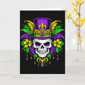 Men Mardi Gras Skull Carnival Festival Jester Bead カード (黄色い花)