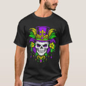 Men Mardi Gras Skull Carnival Festival Jester Bead Tシャツ (正面)