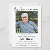 Men Navy White Photo 89th birthday 招待状 (正面)