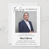 Men Photo 69th birthday招待状Navy blue 招待状 (正面)