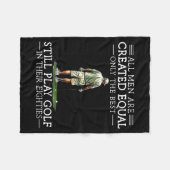 Men Play Golf Eighties Funny Golfer Golfing  フリースブランケット (正面(横))