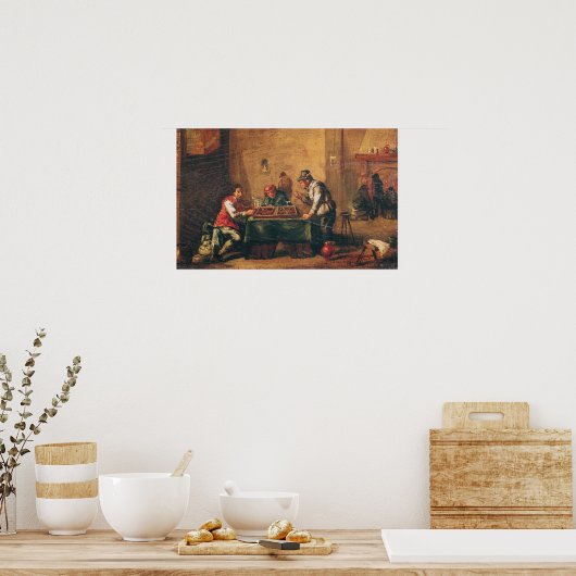 Men Playing Backgammon in a Tavern ポスター (キッチン)