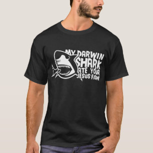 Men_sはダーウィンの私の鮫イエス・キリストのあなたの魚おもしろいなJoを Tシャツ