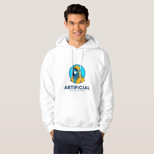 Men’s Artificial Intelligence White Hoodi パーカ (正面フル)