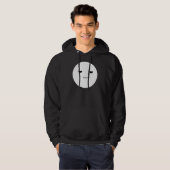 Men’s Black Hoodie with Minimal White Face Graphic パーカ (正面フル)