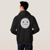 Men’s Black Hoodie with Minimal White Face Graphic パーカ (裏面フル)