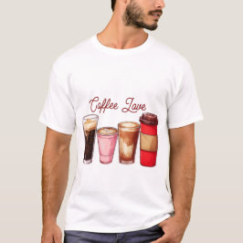 Men’s Coffee Art T-Shirt | Cute Coffee Cups Street Tシャツ
