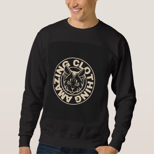Men’s Graphic Sweatshirt Bold Cat Logo Street wear スウェットシャツ (正面)