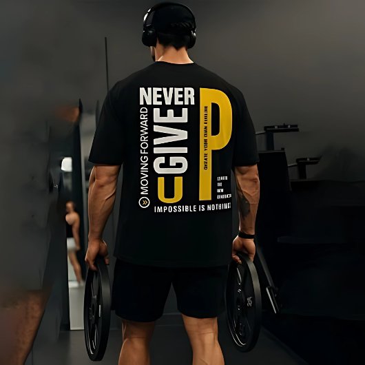 Men’s Gym Workout T-Shirt – “Never Give Up”  トライブレンドＴシャツ