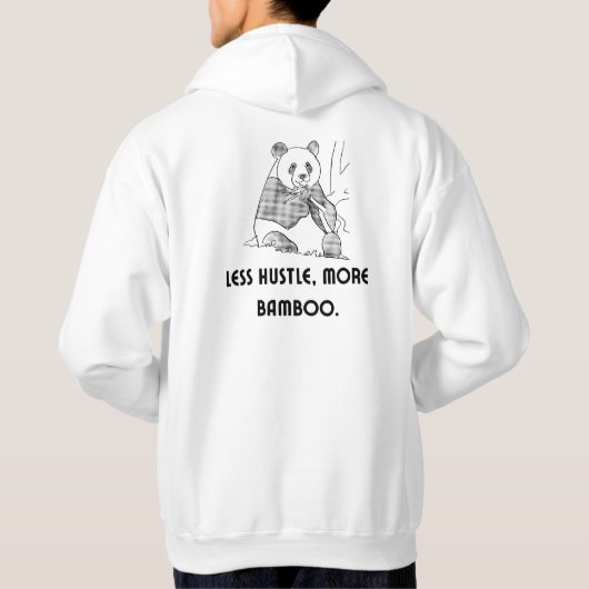 Men’s Hoodie – “Less Hustle, More Bamboo” Panda De パーカ (裏面)