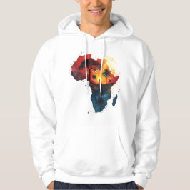 Men’s Hoodie with Watercolor Africa Sunset Design パーカ