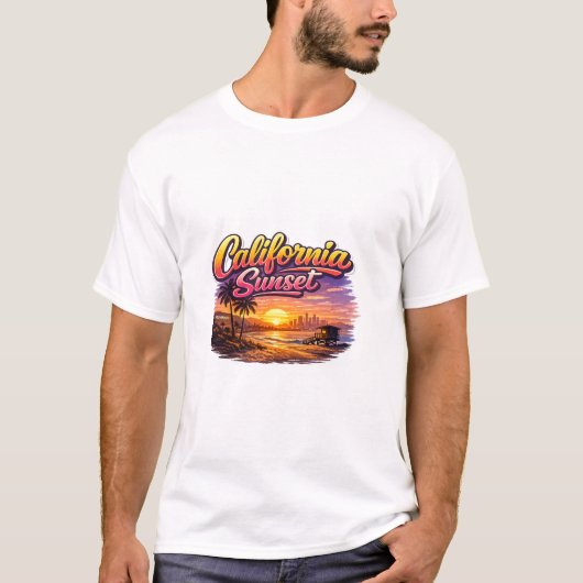 Men shirt California sunset Tシャツ (正面)