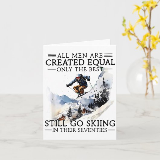 Men Still Go Skiing 70 Winter Srts Lover Skier  カード (黄色い花)