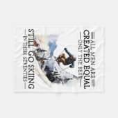 Men Still Go Skiing 70 Winter Srts Lover Skier  フリースブランケット (正面(横))