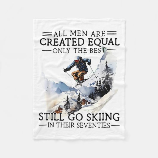 Men Still Go Skiing 70 Winter Srts Lover Skier  フリースブランケット (正面)