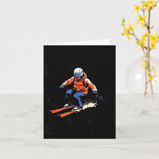 Men Still Go Skiing In Their Eighties Funny Snow S カード (黄色い花)