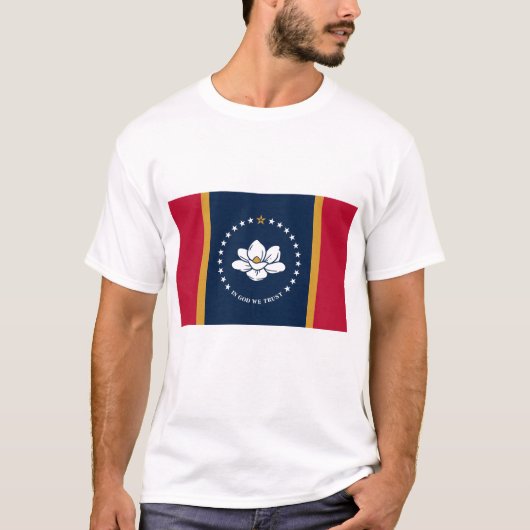 Men T Shirt with Flag of Mississippi State, USA Tシャツ (正面)