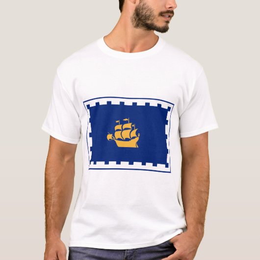 Men T Shirt with Flag of Quebec City, Canada Tシャツ (正面)