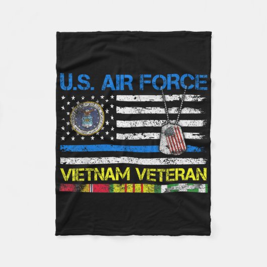 Men U.s Air Force Vietnam退役軍人, Usaf退役軍人Fl フリースブランケット (正面)