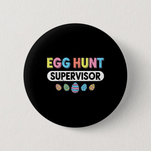 Men Women Easter Egg Hunt Supervisor Hunting Easte 缶バッジ (正面)